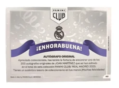 Joan Martínez Rookie Autógrafo Original Real Madrid Panini Club - Solo 200 copias