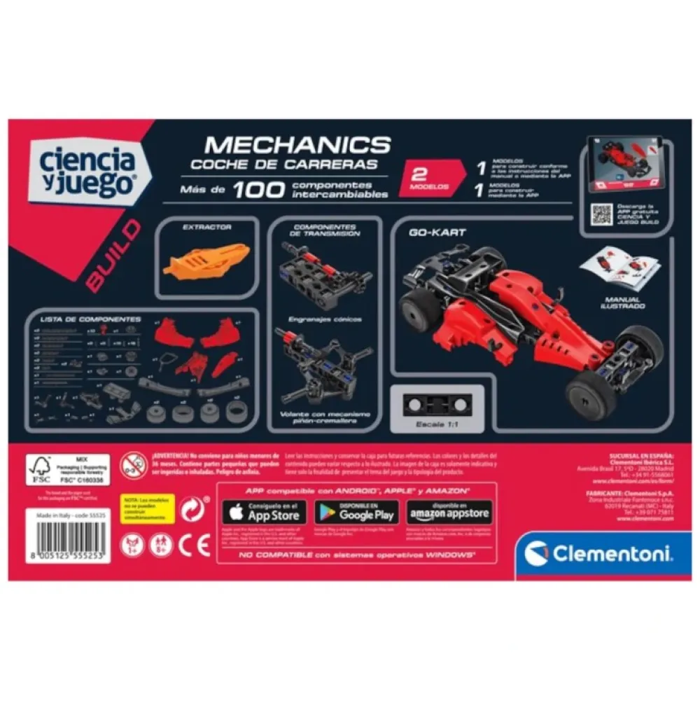 Clementoni juego de Construcción Coche Carreras Formula 1 Rojo Mechanics -