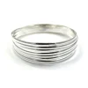 Juego De Pulseras Semanario Media Caña Lisa De Plata 3Mm Y 60Mm De Diámetro (Talla S)