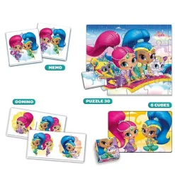 Hot Clementoni Juego educativo Edukit Shimmer Shine - Puzzle - cubos - Memori - domino