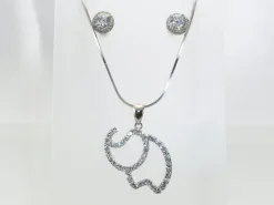 Sale Juego Elefante Pendientes Y Gargantilla De Plata Rodiada