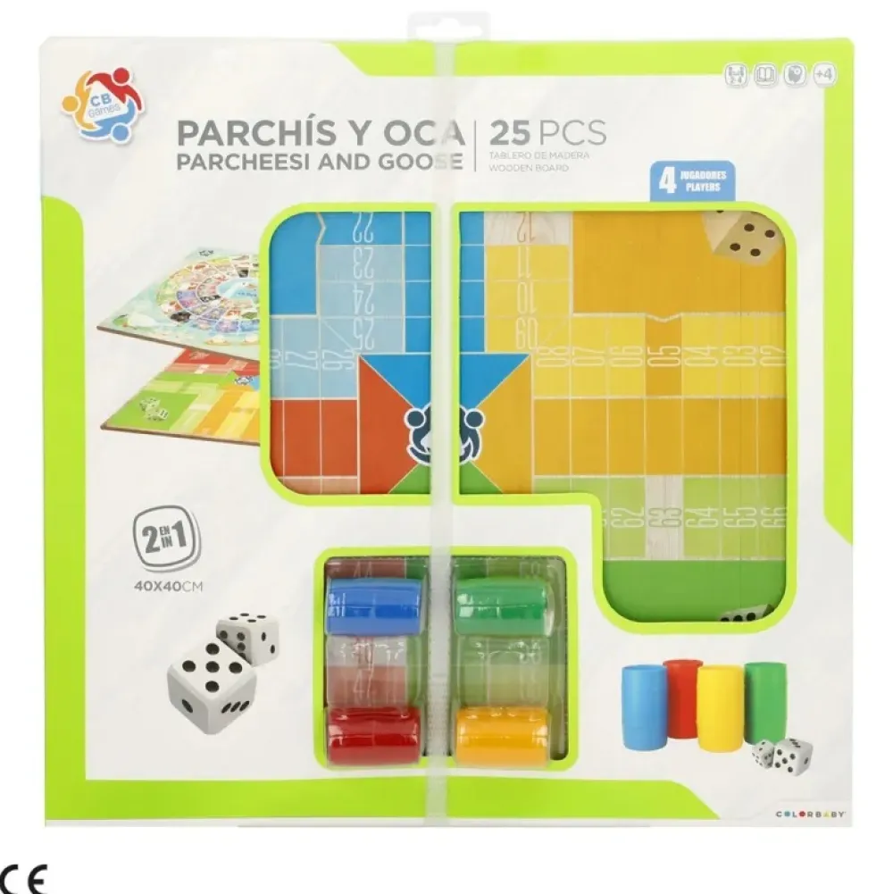 Hot Cayro Juego Parchís Oca de madera 40 x 40 de 4 Jugadores +4A