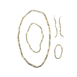 Juego 4 piezas bisutería flexible rígida rodio collar pendientes pulseras dorado cobre