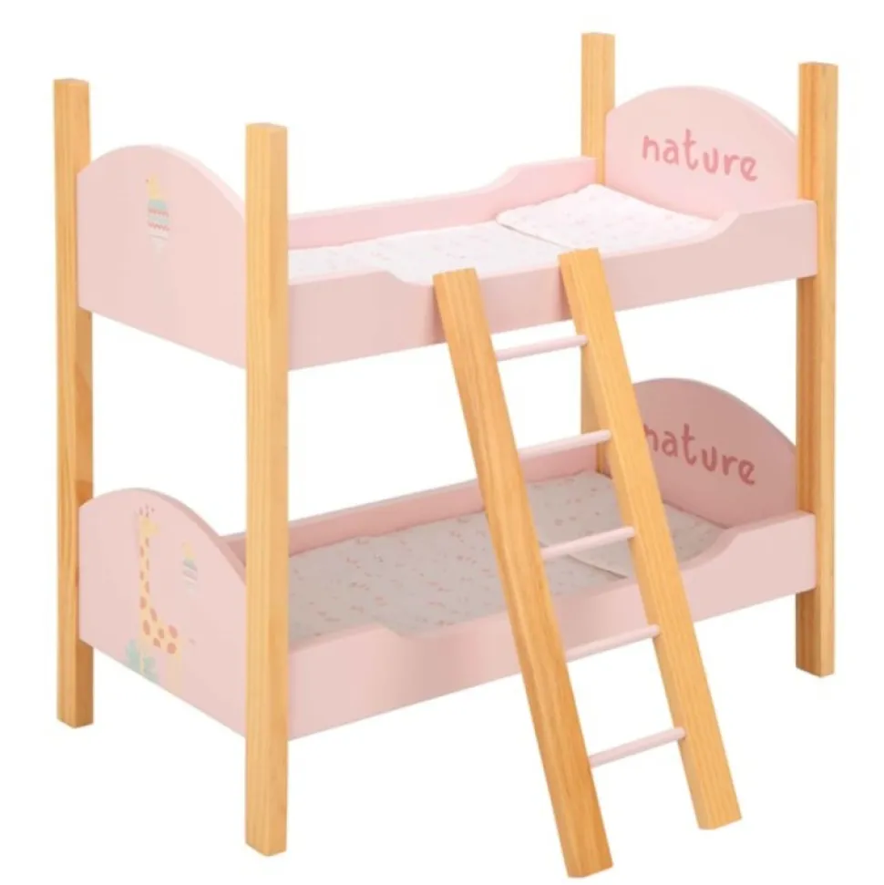 Litera Muñecas de Madera Nature rosa con escalera de Arias