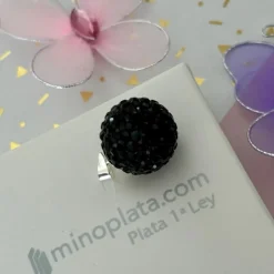 Llamador Angel Plata Y Cristal Negro 16 Mm.