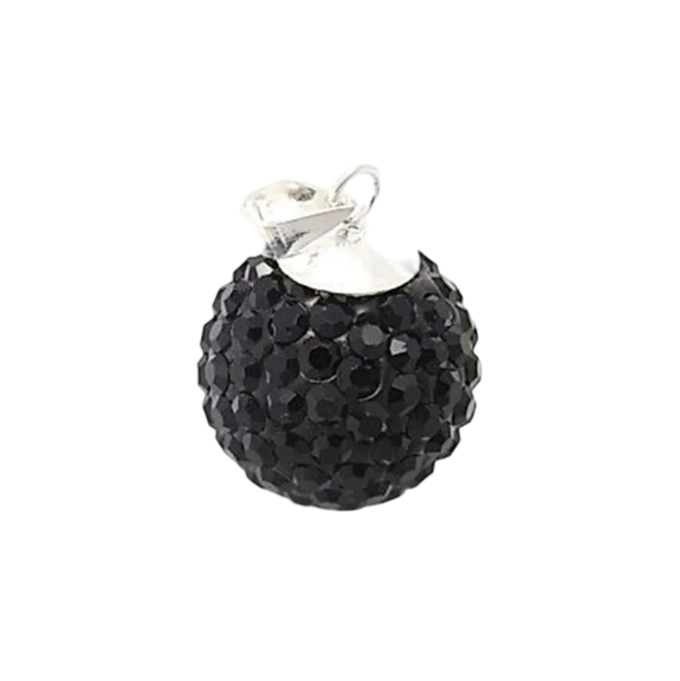 Llamador Angel Plata Y Cristal Negro 16 Mm.