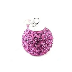 Llamador De Angel En Plata Y Cristal Rosa 18 Mm.