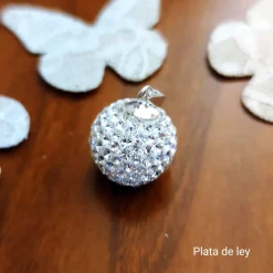 New Llamador De Angel Plata Y Cristal Blanco 16 Mm.
