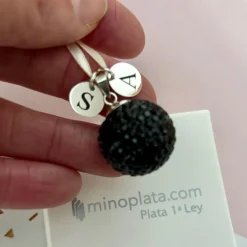 Llamador De Ángel 20 Mm. Negro Personalizado De Plata De Ley