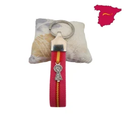 Llavero elástico fucsia España y cinta de la Virgen del Pilar