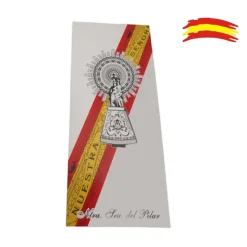 Llavero elástico fucsia España y cinta de la Virgen del Pilar