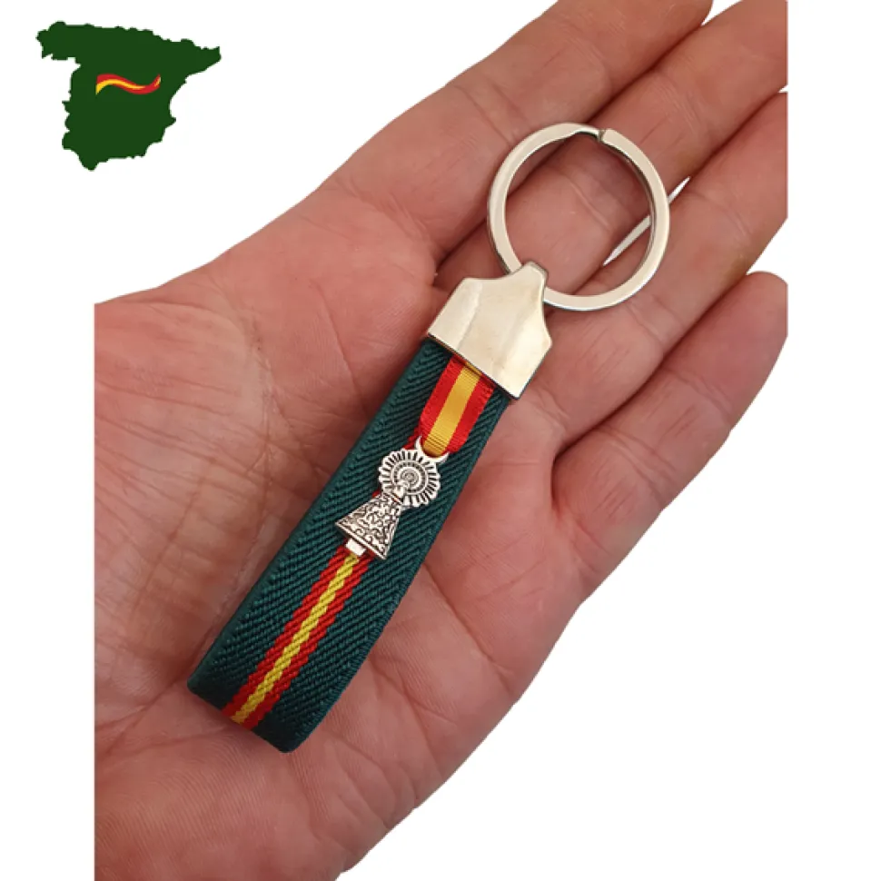 Llavero elástico verde España y cinta de la virgen del Pilar