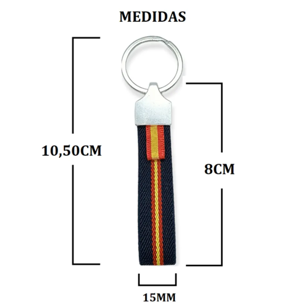 Llavero elástico verde España y cinta de la virgen del Pilar