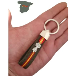 Llavero elástico verde oliva España y cinta de la virgen del Pilar