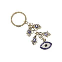 Llavero manos de fatima y ojos turcos 3 x 10 cm