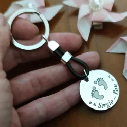 Clearance Llavero Pies Personalizado Nombre De Plata Y Cuero Marrón