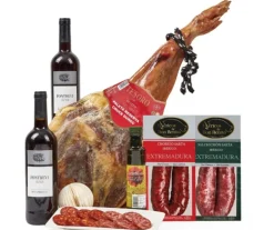 Ibéricos a Domicilio Gourmet Lote 25: Cesta de Navidad Caja Jamonera con Paleta Reserva Duroc y Embutidos Ibéricos