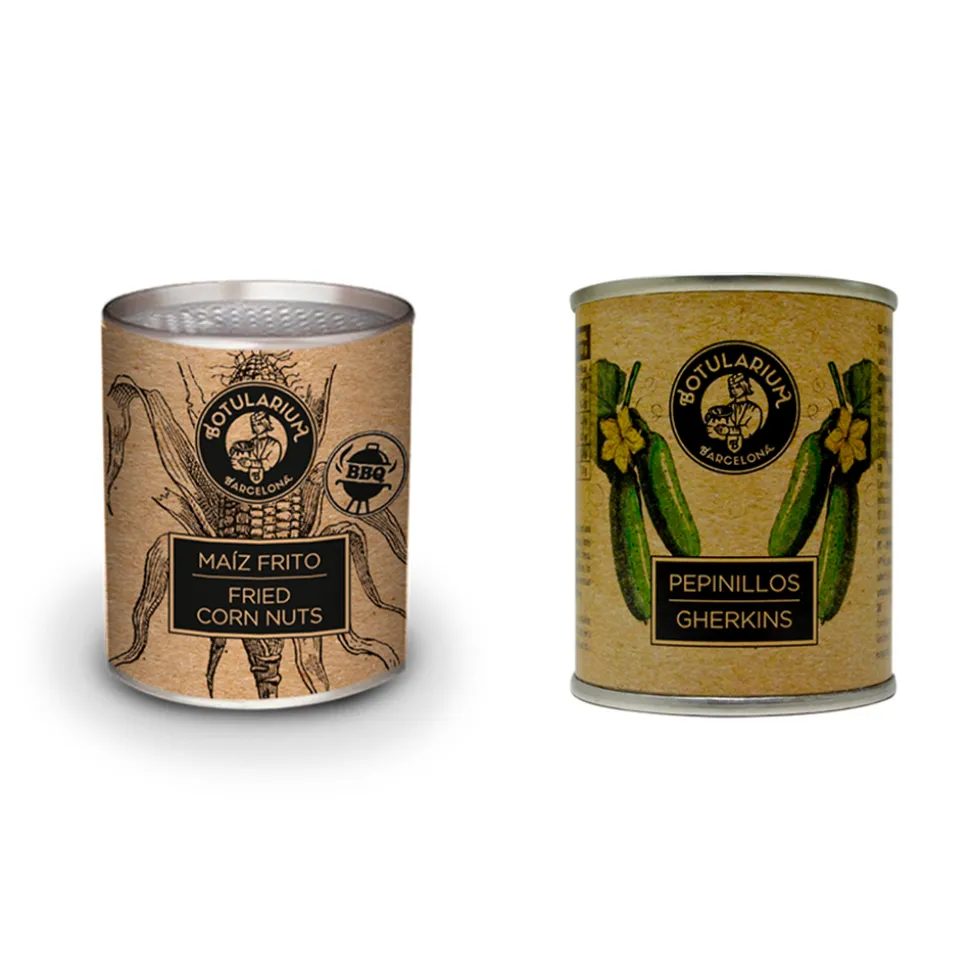 Maíz frito BBQ y Pepinillos (Pack con 5 latitas minibar de cada)
