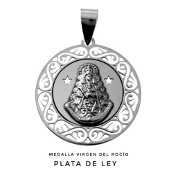 Sale Medalla Calada De Plata De Ley Con La Virgen Del Rocío