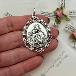 New Medalla Virgen Del Carmen De Plata De Ley Envejecida Y Calada