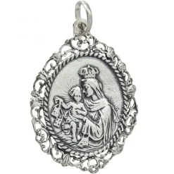 New Medalla Virgen Del Carmen De Plata De Ley Envejecida Y Calada