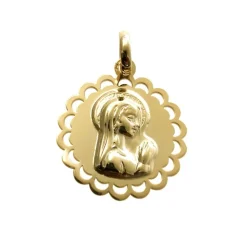 Medalla Virgen Niña En Plata De Ley Chapada 19 Mm.