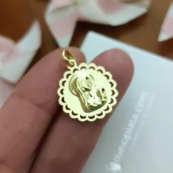 Medalla Virgen Niña En Plata De Ley Chapada 19 Mm.