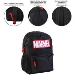 Marvel Mochila escolar Casual Back To Negra