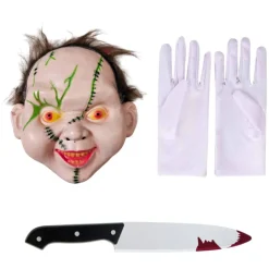 Online Kebedo Moda Máscara de Chucky con Cuchillo Sangriento Falso y Guantes - Talla Única