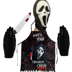 Hot Kebedo Moda Máscara Scream Scary Movie - Delantal, Guantes y Cuchillo Falso sangriento para Adulto