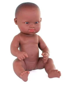 Muñeca bebé africana síndrome de down (32cm)