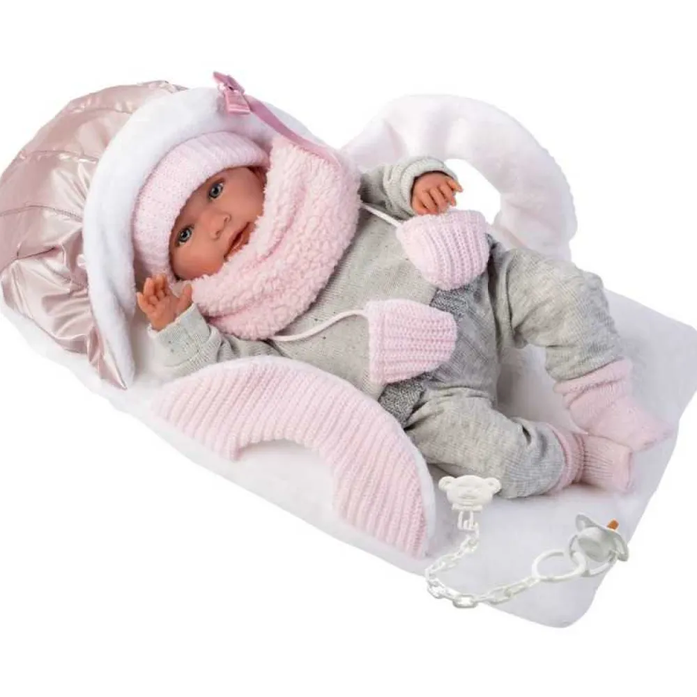 Hot Llorens Muñeca Bebé Mimi Llorona Capazo Portabebé