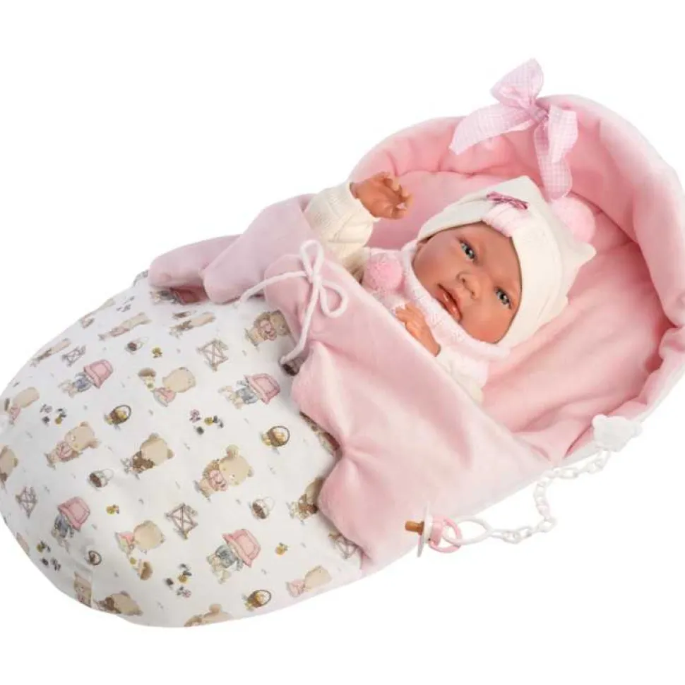 Muñeca Bebé Nica con Saquito rosa Newborn - Cuerpo de Vinyl