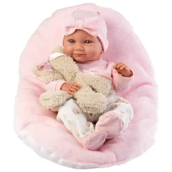 Muñeca Bebé Recién Nacida Nica con Osito Newborn - Cuerpo de Vinyl