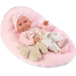 Muñeca Bebé Recién Nacida Nica con Osito Newborn - Cuerpo de Vinyl
