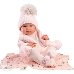 Muñeca Bebé recién Nacida Tina Toquilla Bambi Rosa Newborn - cuerpo de Vinyl