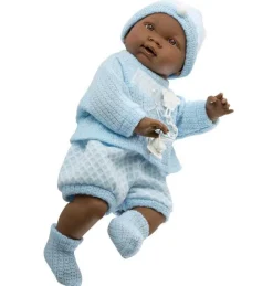 Muñeco Recién Nacido Noe Vestido Azul - cuerpo de Vinyl