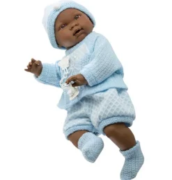 Muñeco Recién Nacido Noe Vestido Azul - cuerpo de Vinyl