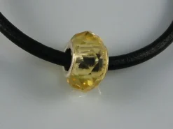 Murano Cristal Amarillo Facetado Y Plata De Ley