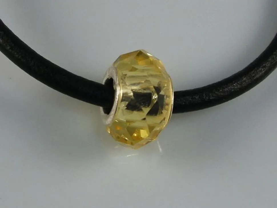 Murano Cristal Amarillo Facetado Y Plata De Ley