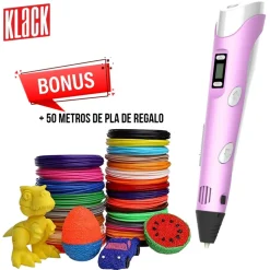 Pack Bolígrafo Lápiz de Impresión 3D Juguete Para Niños + 50 metros de PLA - Rosa
