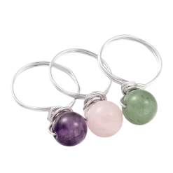 Outlet Creatulote Pack de 3 anillos con minerales rígidos 19 mm diámetro