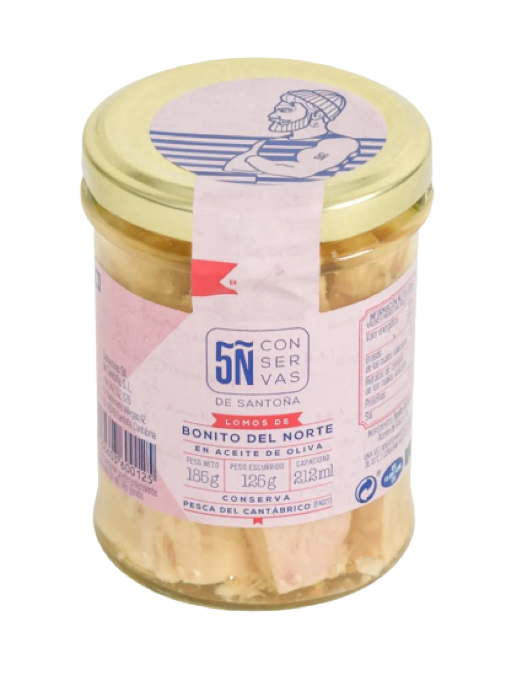 Hot Conservas 5Ñ de Santoña Pack de 12 tarros de Lomos de Bonito del Norte en aceite de oliva 212 ML