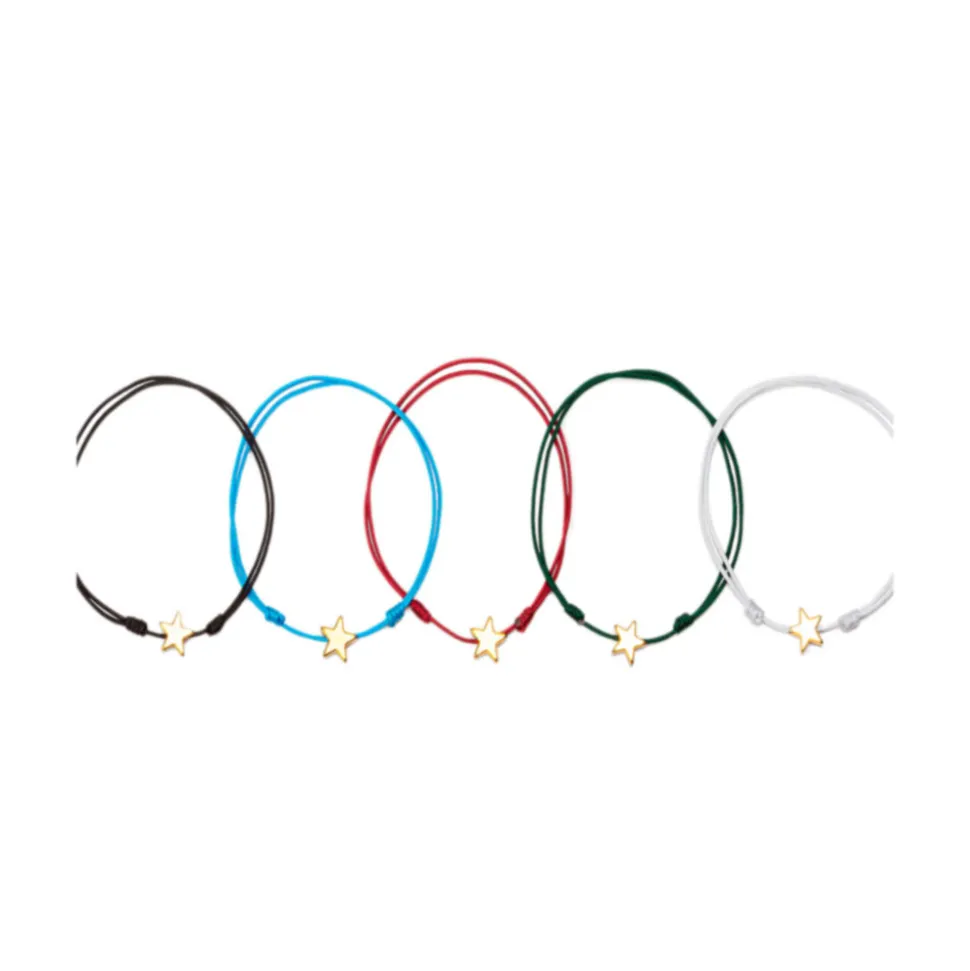 Pack 10 pulseras de hilo de colores con estrella dorada