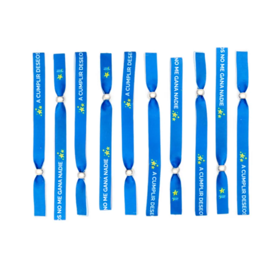 Pack 6 pulseras tela azul - "A cumplir deseos no me gana nadie"