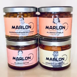 Hot MARLON conservas Pack 2 - SaborCollection - Garbanzos, Alubias y Compota - 4 unidades x 580 ml y 690 gr