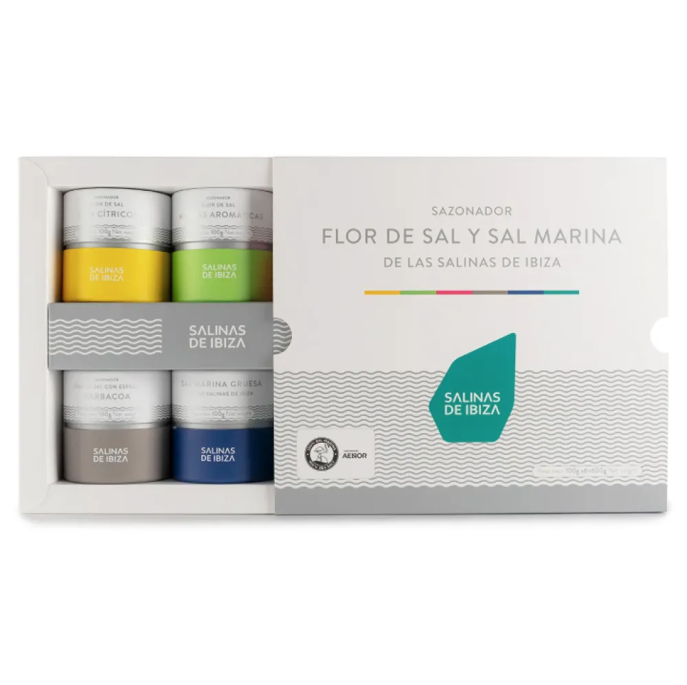 Best Ibéricos a Domicilio Gourmet Pack 6 Variedades Salinas de Ibiza - Estuche Gourmet de Flor de Sal y Sal Marina