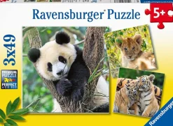 Ravensburger Panda, tigre y león. Puzzle 3x49 piezas