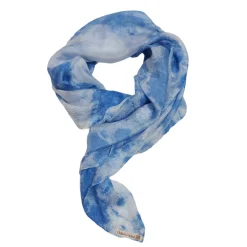 Odelutepa Pañuelo de seda natural efecto arrugado Nubes Azul 90x90 cm