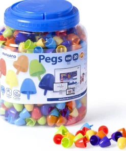 Clearance Miniland Pegs. Bote 650 pinchos 20mm. Colores fluorescentes para mosaicos